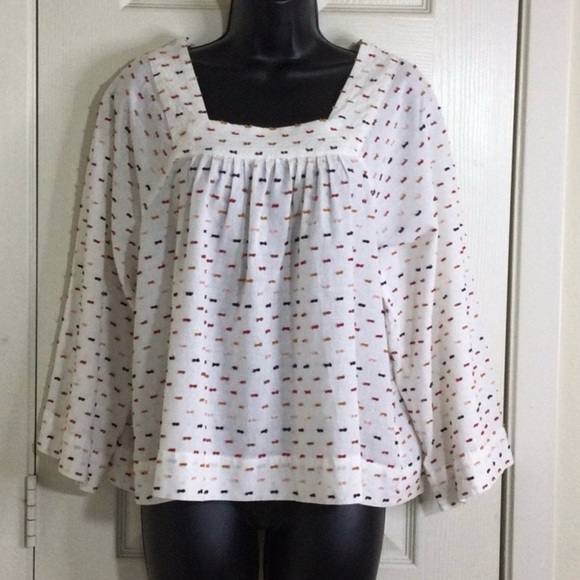 Madewell Tops - Madewell white crop top blouse with embroidery bows Size S, 100% cotton
